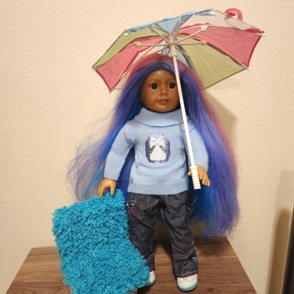 Colorful Doll with Umbrella and Accessories